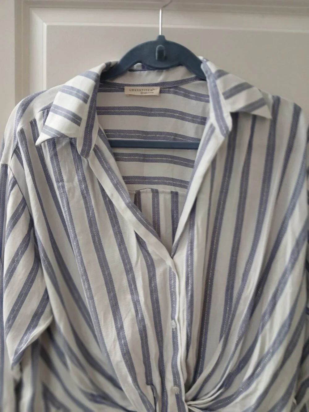 Lovestitch Women's Palmer Knot Front Striped Shirt Small - Picture 3 of 7